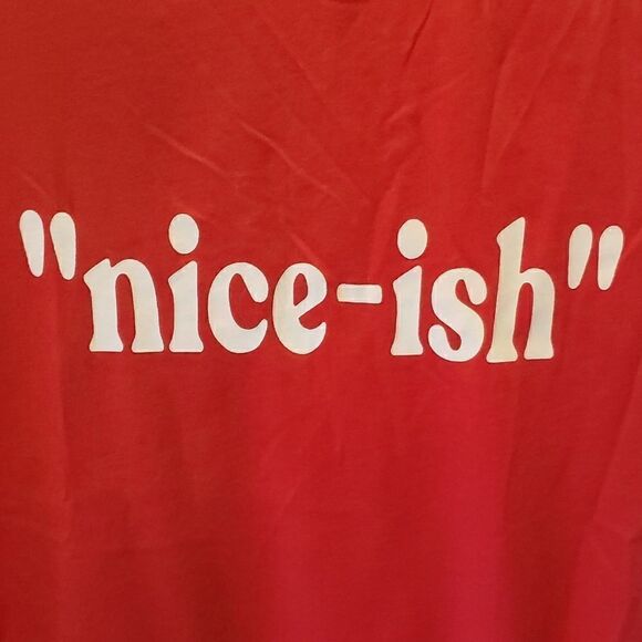 1901 By Nordstrom Christmas Holiday Graphic Print Nice-ish T-shirt Red - Picture 2 of 5